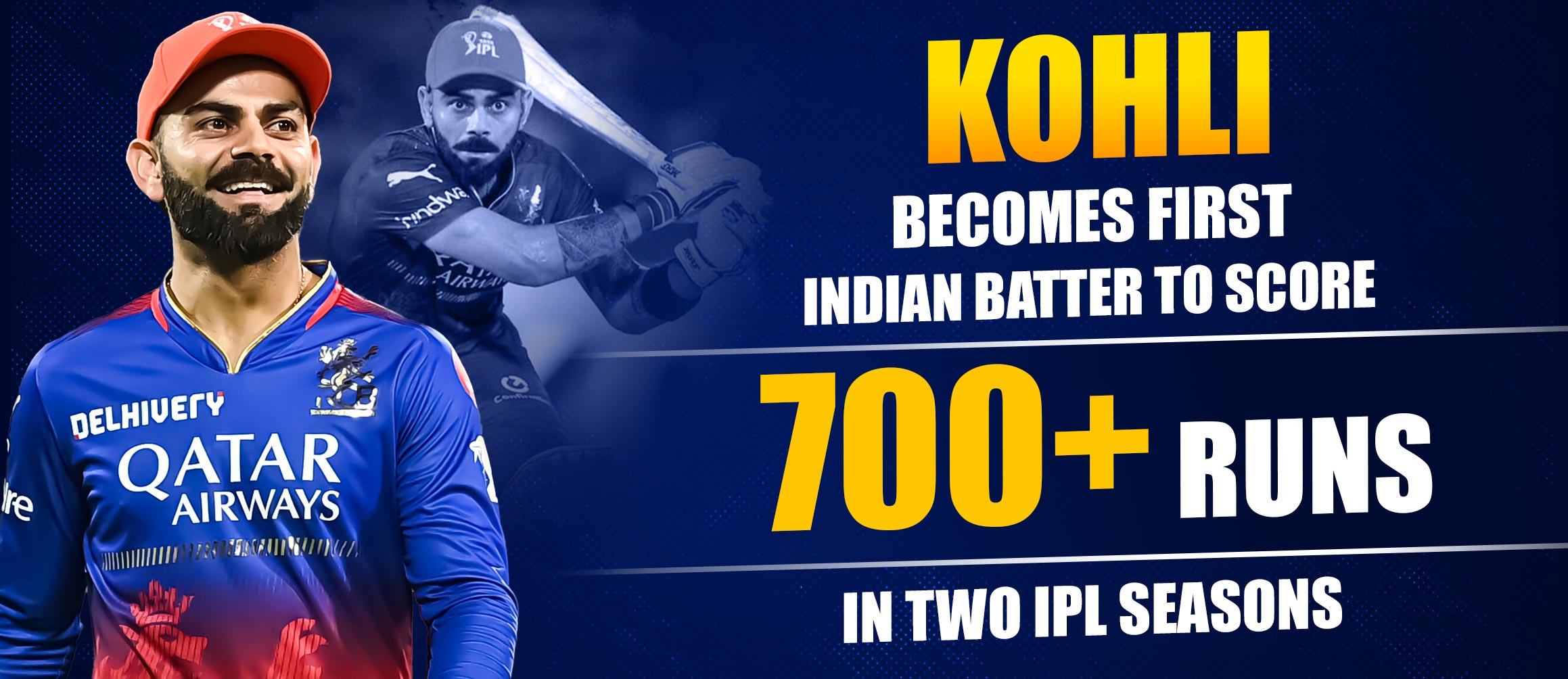 Kohli Becomes First Indian Batter to Score 700-Plus Runs in Two IPL Seasons