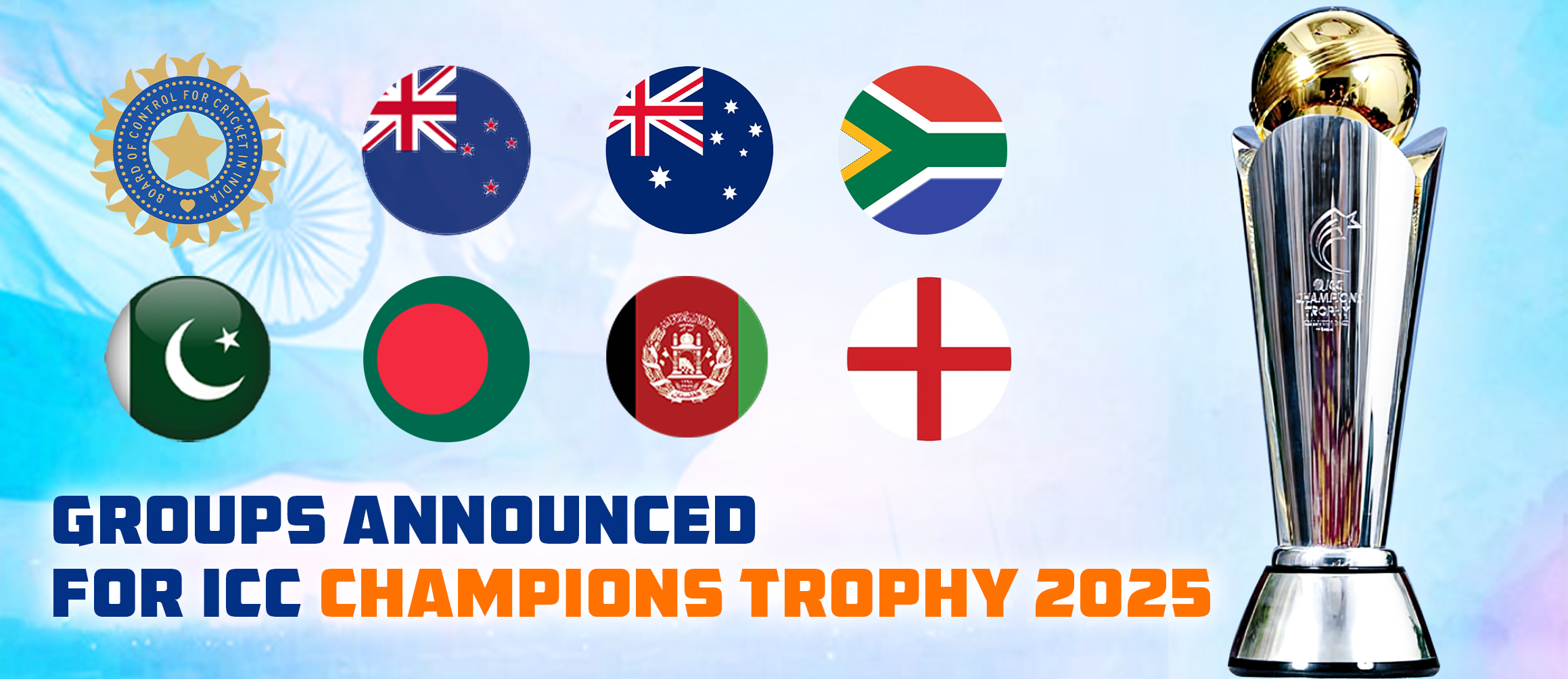 Groups announced for ICC Champions Trophy 2025
