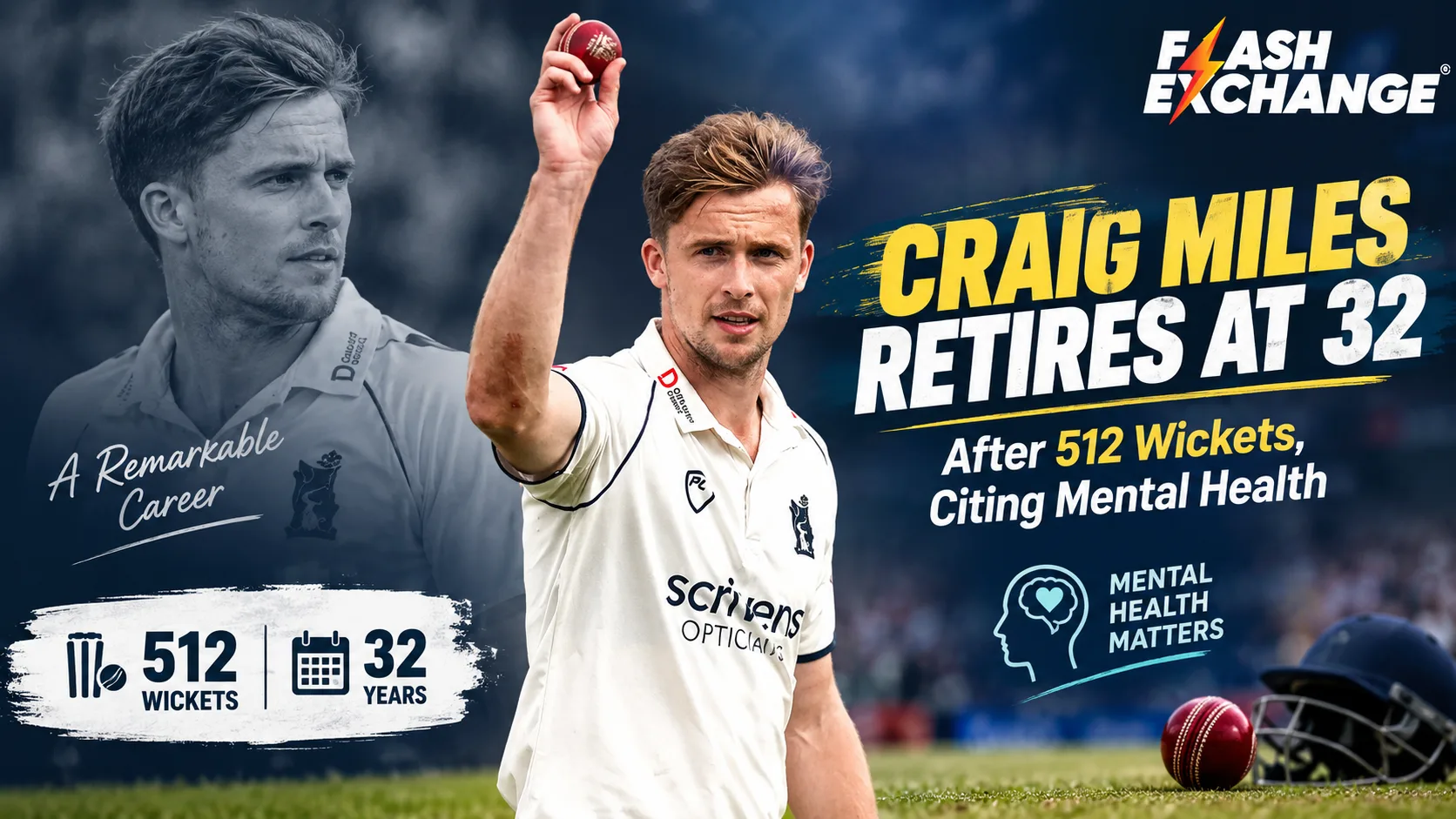 Craig Miles Retirement: England Bowler Calls Time on Career at 32 After Taking 500+ Wickets