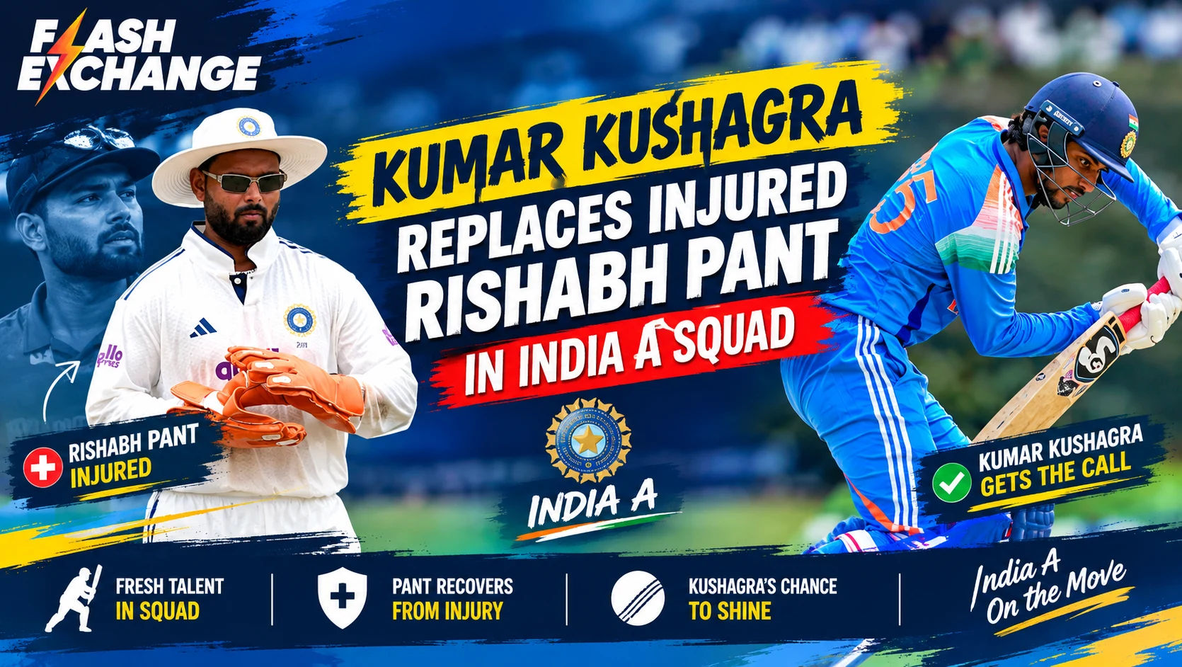 Kumar Kushagra Replaces Injured Rishabh Pant in India A Squad for New Zealand Tour